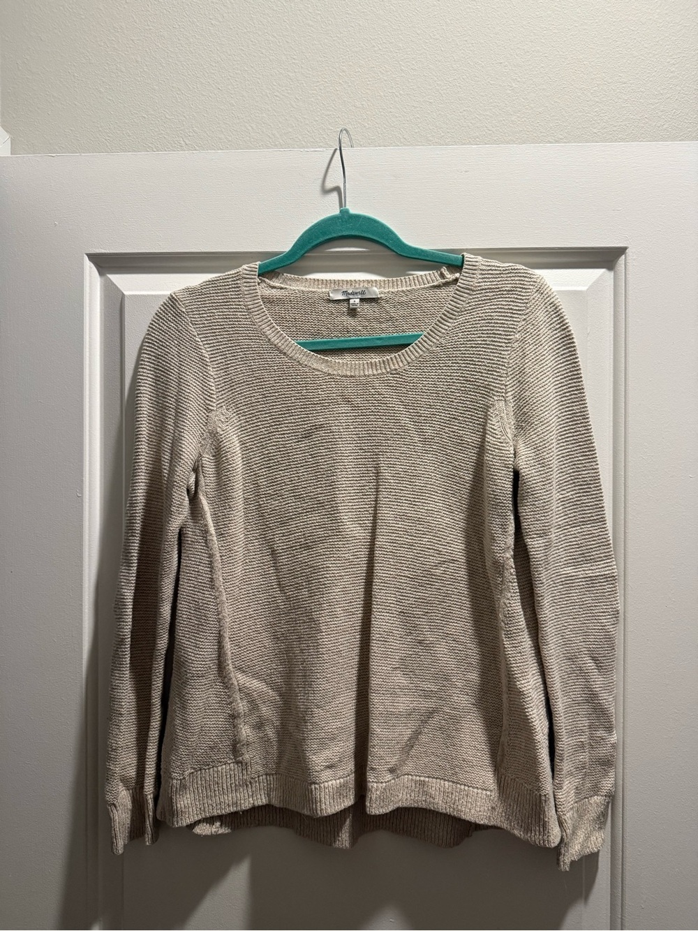 Madewell Scoop-Neck Lightweight Knit Sweater in Light Beige